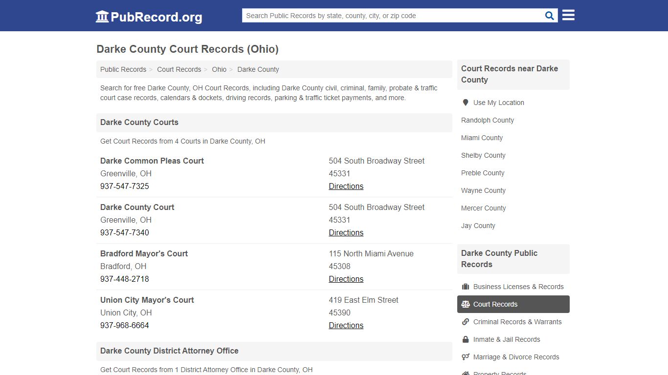 Free Darke County Court Records (Ohio Court Records) - PubRecord.org